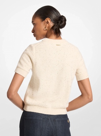 Embellished Knit Short-Sleeve Sweater