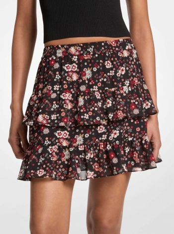 Floral Print Georgette Skirt