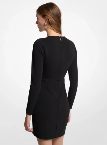Studded Long-Sleeve Wrap Dress