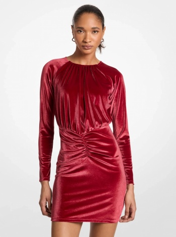 Ruched Velvet Mini Dress
