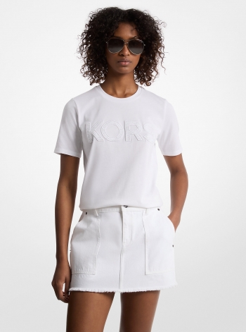 Sequined Logo Cotton T-Shirt
