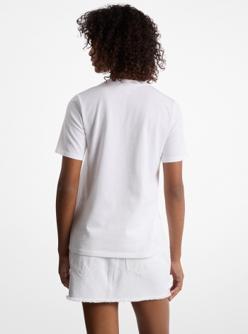 Sequined Logo Cotton T-Shirt