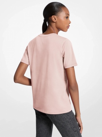 Sequined Logo Cotton T-Shirt