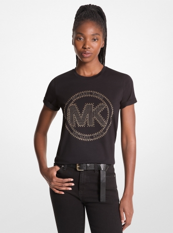MICHAEL Michael Kors Studded Logo Charm Organic Cotton Jersey T-Shirt
