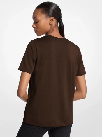 Michael Kors Studded Logo Charm Organic Cotton Jersey T-Shirt