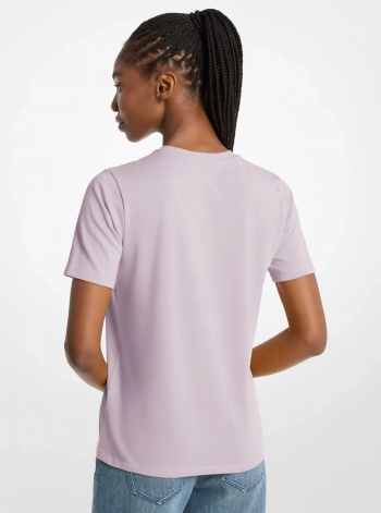 Michael Kors Studded Logo Charm Organic Cotton Jersey T-Shirt