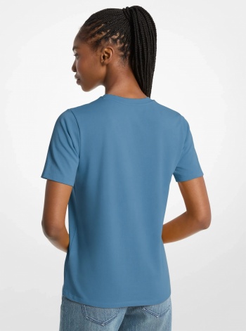 Michael Kors Studded Logo Charm Organic Cotton Jersey T-Shirt