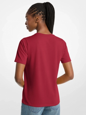 Michael Kors Studded Logo Charm Organic Cotton Jersey T-Shirt
