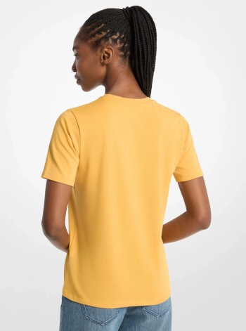 Michael Kors Studded Logo Charm Organic Cotton Jersey T-Shirt