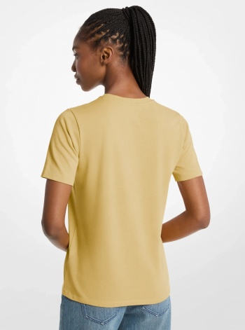 Michael Kors Studded Logo Charm Organic Cotton Jersey T-Shirt