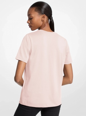 Michael Kors Studded Logo Charm Organic Cotton Jersey T-Shirt