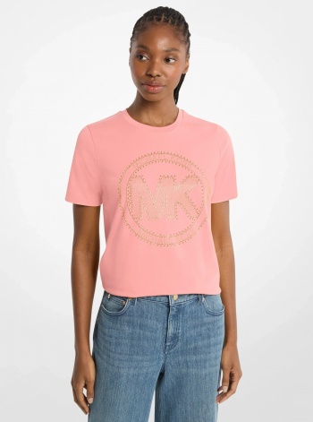 Studded Logo Charm Organic Cotton Jersey T-Shirt