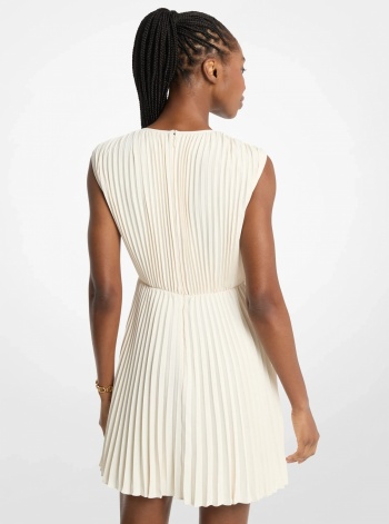 Pleated Satin Back Crepe Mini Dress