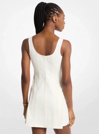 Pleated Denim Mini Dress