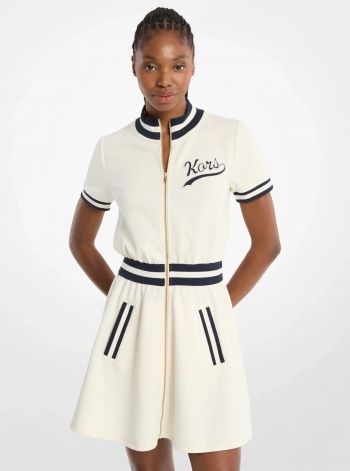 Cotton Blend Zip-Up Mini Dress