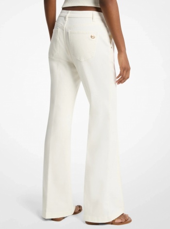 Pintuck Bootcut Stretch Denim Jeans