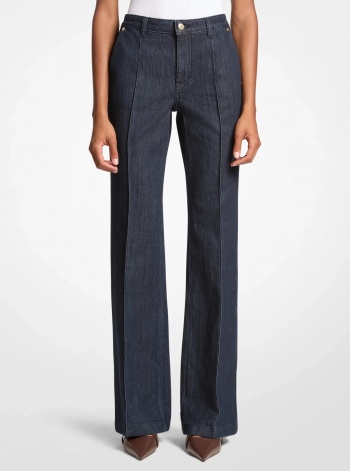 Pintuck Bootcut Stretch Denim Jeans