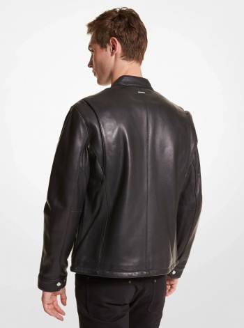 Michael Kors Mens Leather Moto Jacket