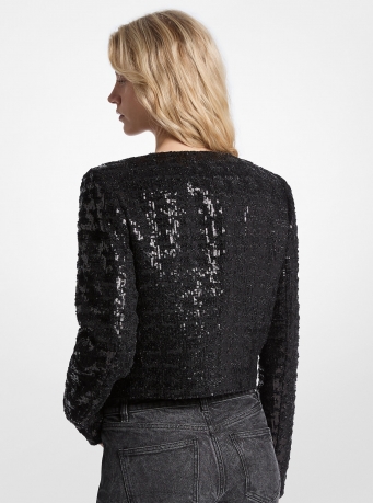 MICHAEL Michael Kors Sequined Tweed Cropped Jacket