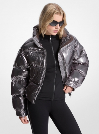 MICHAEL Michael Kors Metallic Nylon Ciré Puffer Jacket