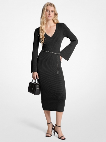 MICHAEL Michael Kors Wool Blend Belted Midi Dress