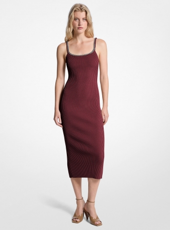 MICHAEL Michael Kors Chain Ribbed Stretch Knit Midi Dress