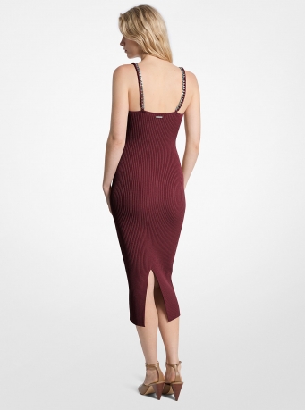 MICHAEL Michael Kors Chain Ribbed Stretch Knit Midi Dress
