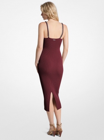 Michael Kors Chain Ribbed Stretch Knit Midi Dress