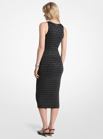 MICHAEL Michael Kors Metallic Logo Jacquard Midi Dress