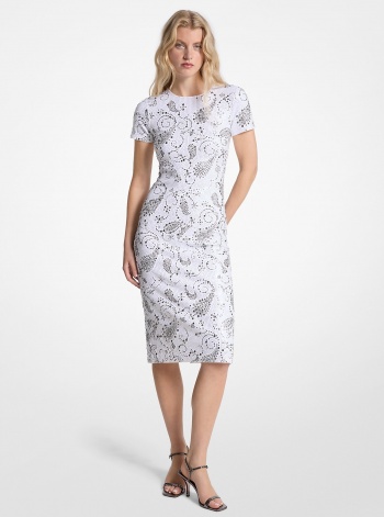 Michael Kors Studded Paisley Scuba Midi Dress