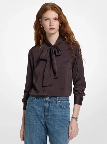 Michael Kors Satin Tie-Neck Blouse