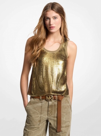 Michael Kors Sequined Georgette Tank Top