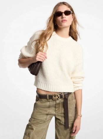Michael Kors Ribbed Wool Blend Bouclé Sweater