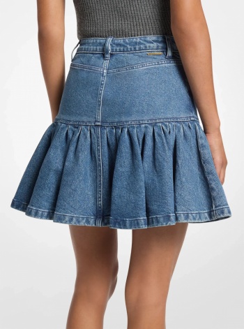Michael Kors Ruffled Denim Mini Skirt