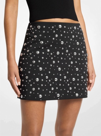 Michael Kors Studded Stretch Crepe Mini Skirt