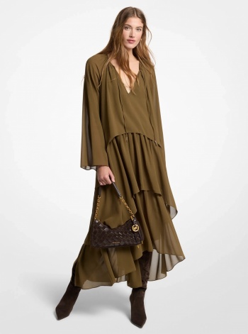 Michael Kors Ruffled Georgette High-Low Maxi Dress