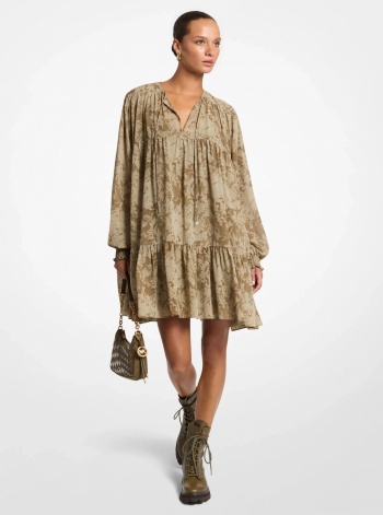 Michael Kors Floral Georgette Tiered Dress