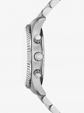 Michael Kors Oversized Lexington Silver-Tone Watch and Crocodile-Embossed Leather Card Case Gift Set