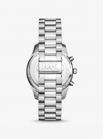 Michael Kors Oversized Lexington Silver-Tone Watch and Crocodile-Embossed Leather Card Case Gift Set