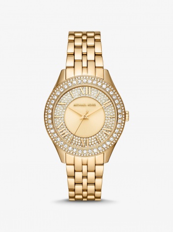 Michael Kors Harlowe Pavé Gold-Tone Watch