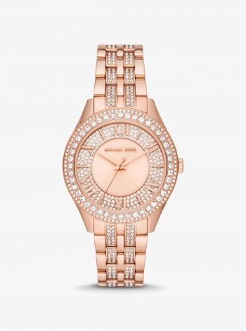 Michael Kors Harlowe Pavé Rose Gold-Tone Watch