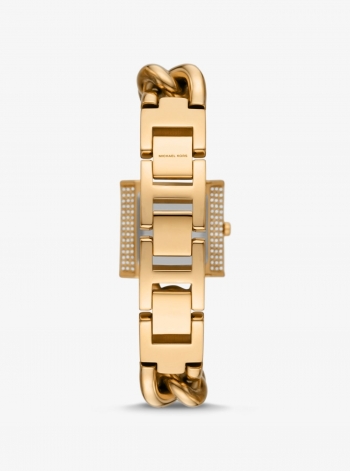 Michael Kors Mini Lock Pavé Gold-Tone Chain Watch