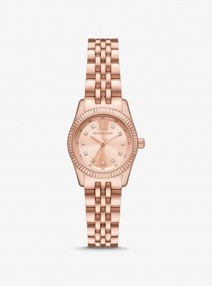 Michael Kors Petite Lexington Pavé Rose Gold-Tone Watch