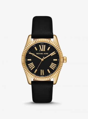 Michael Kors Lexington Gold-Tone and Leather Watch