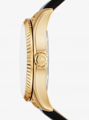 Michael Kors Lexington Gold-Tone and Leather Watch
