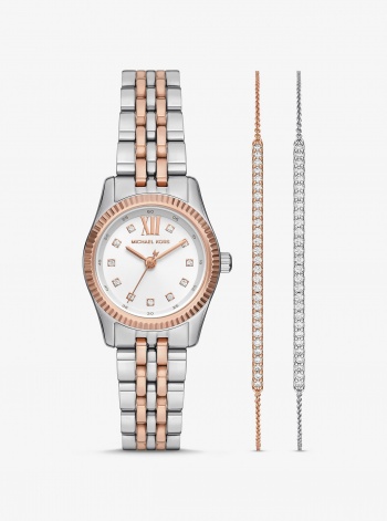 Michael Kors Lexington Pavé Two-Tone Watch and Slider Bracelet Gift Set