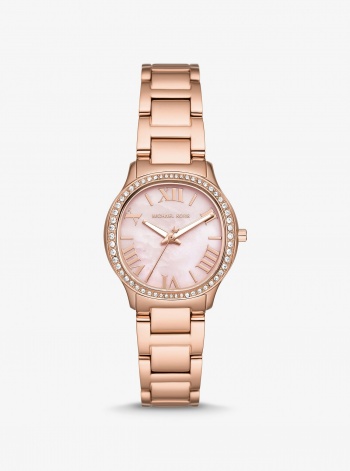 Michael Kors Mini Sage Pavé Rose Gold-Tone Watch
