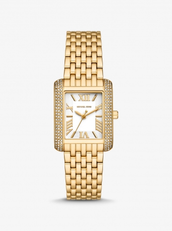 Michael Kors Petite Emery Pavé Gold-Tone Watch
