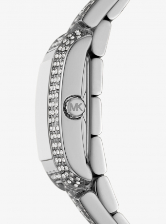 Michael Kors Petite Emery Pavé Silver-Tone Double Wrap Watch
