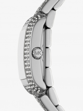 Michael Kors Petite Emery Pavé Silver-Tone Double Wrap Watch